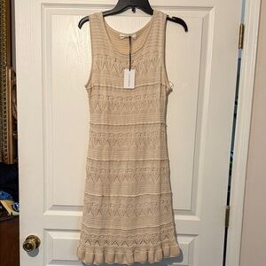 Lucky Brand Beige Textured Mini Dress
